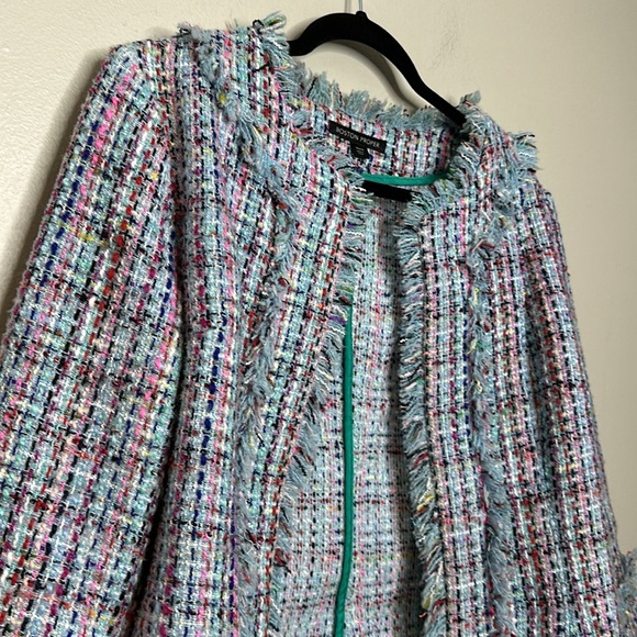 COPY - T6 Boston Proper Tweed Open Front Blazer Spring Colors Career size 6 - Picture 11 of 12
